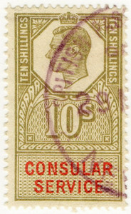 (169a) 10/- Light Olive Green & Red (1947)