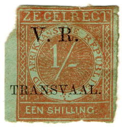 (19) 1/- Vermillion on Green (1877)