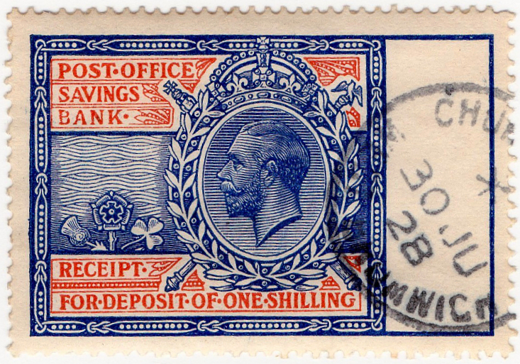 1/- Blue & Red-Brown (1920)
