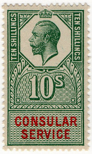 (143) 10/- Green & Vermillion (1917)