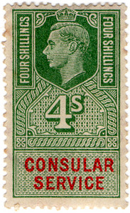 (165) 4/- Green & Vermillion (1947)