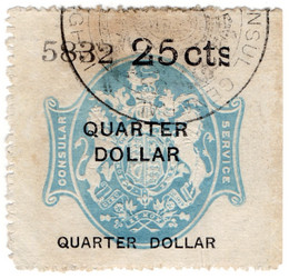 (14) 25c Blue & Black (1885)