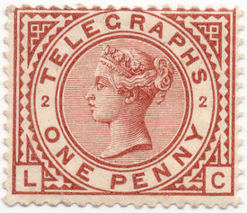 (L203) 1d Red-Brown (plate 2)