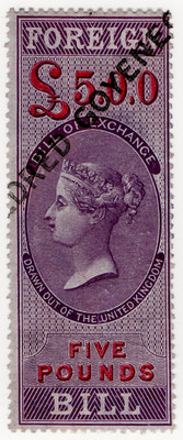 (69) £5 Lilac & Carmine (1857)