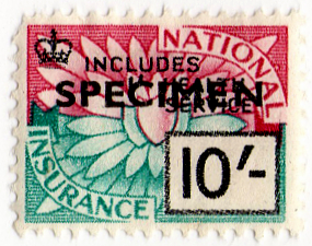 (un) 10/- Magenta & Turquoise (1955)