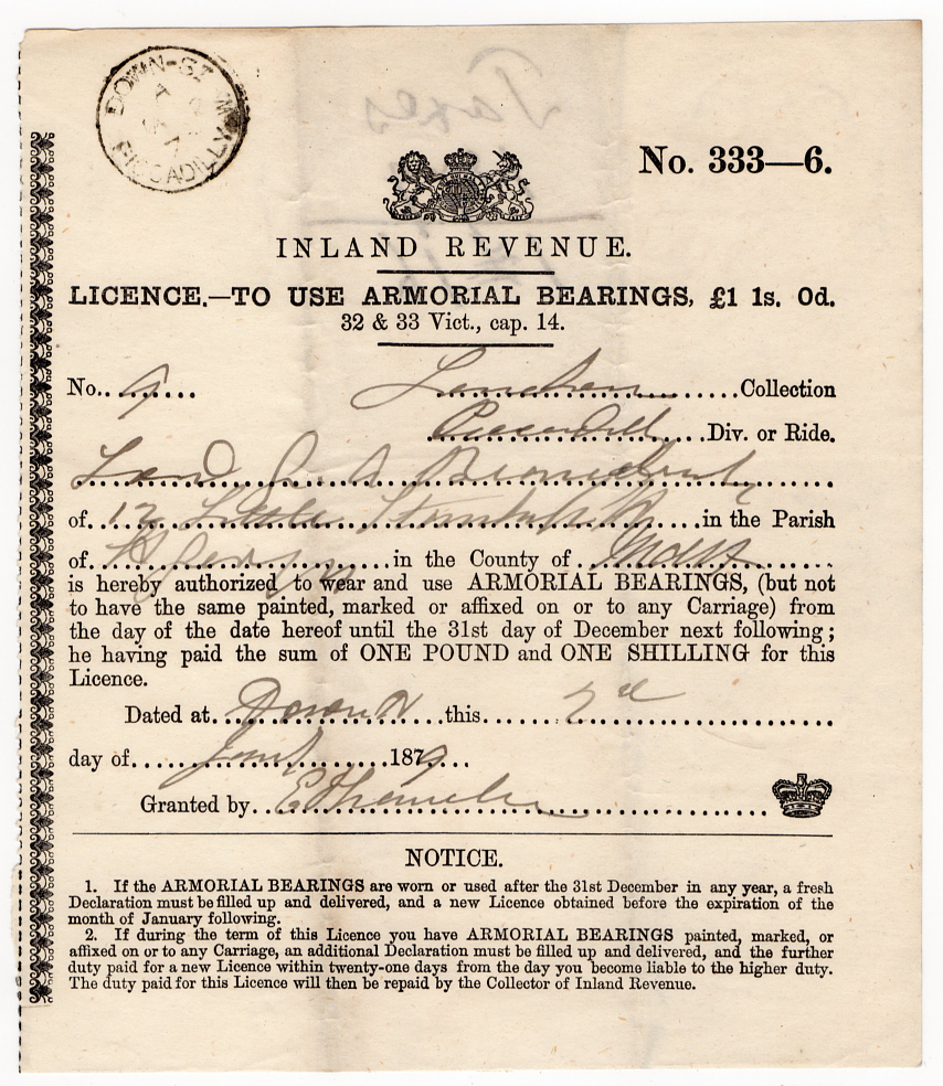 Amorial Bearings Licence