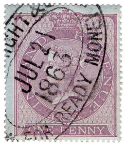 (02) 1d Lilac (1860) (blued paper)