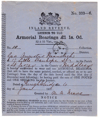 Amorial Bearings Licence