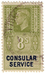 (168) 8/- Light Olive & Blue (1947)