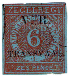 (18) 6d Brown on Blue (1877)